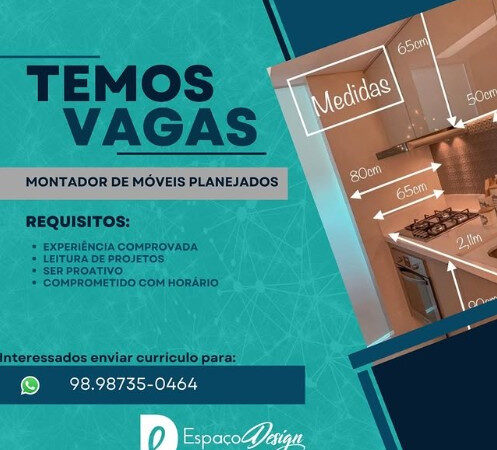 1 Vaga de emprego para Montador De Móveis na empresa Espaço Design em 12/09