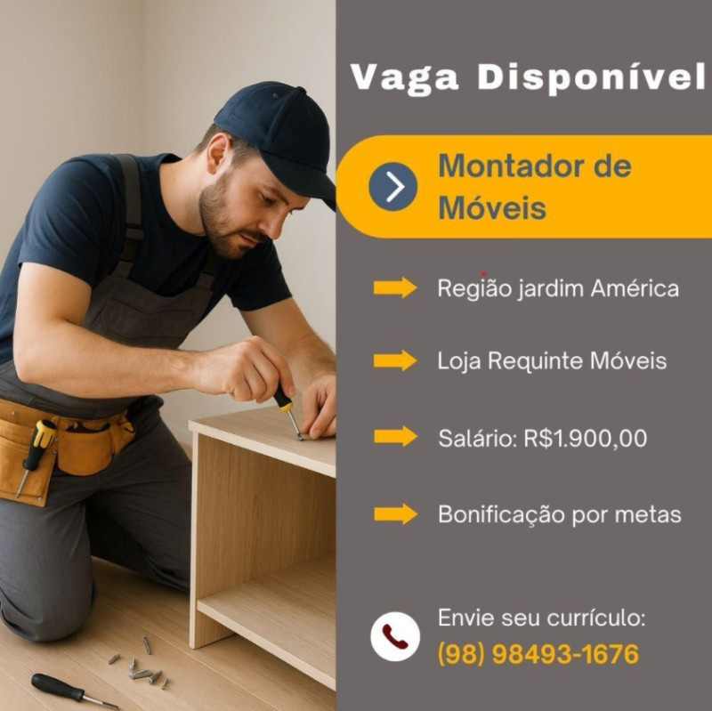 1 Vaga de emprego para Montador no Segmento de móveis em 12/09