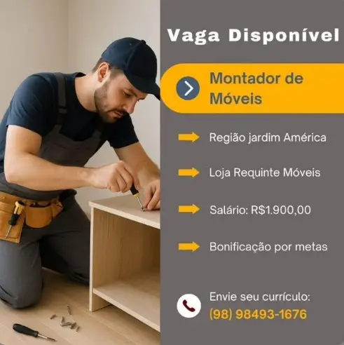 1 Vaga de emprego para Montador no Segmento de móveis em 11/09