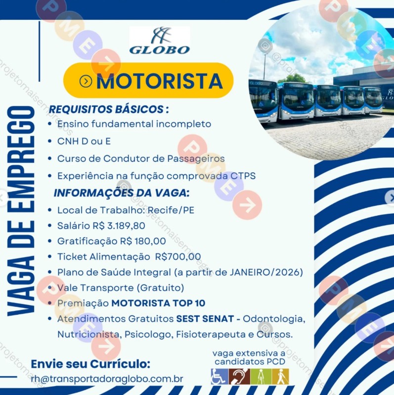 1 Vaga de emprego para Motorista na empresa Transportadora Globo em 25/09