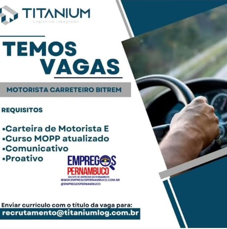 1 Vaga de emprego para Motorista Carreteiro Bitrem sem experiência na empresa Titanium em 18/09