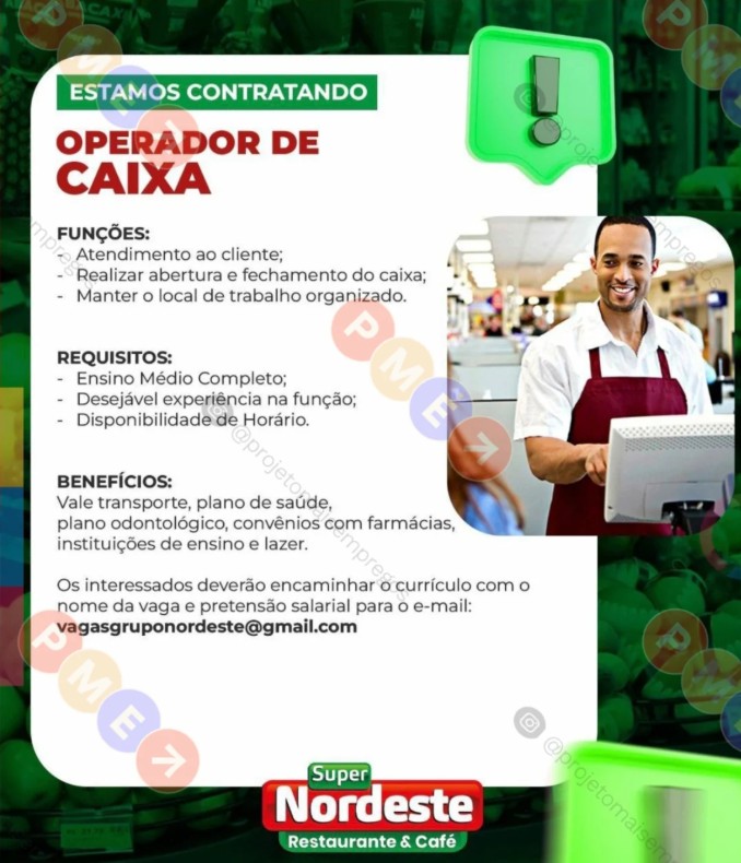 1 Vaga de emprego para Operador De Caixa sem experiência na empresa Restaurante e Café Super Nordeste em 23/09