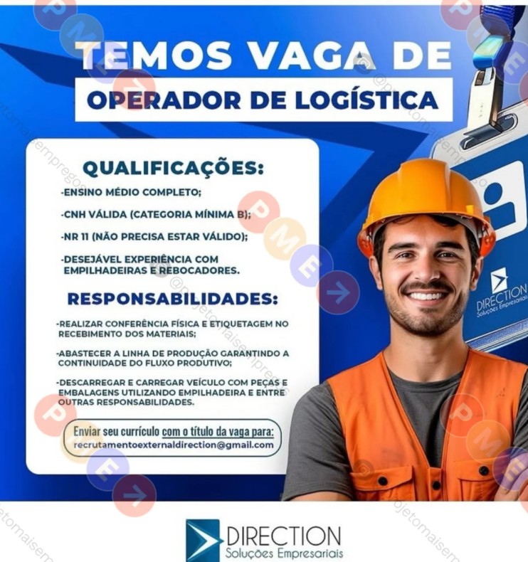 1 Vaga de emprego para Operador De Logística sem experiência na empresa Direction em 25/09