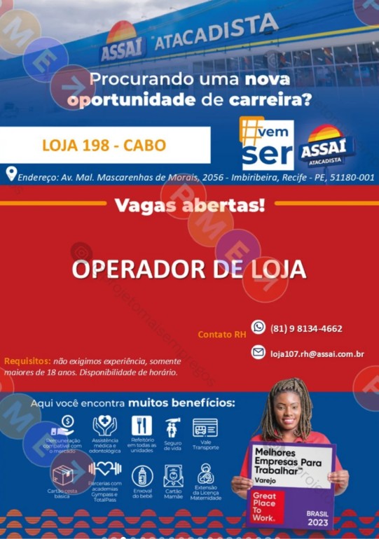 1 Vaga de emprego para Operador De Loja sem experiência na empresa Supermercado Assaí Atacadista em 18/09