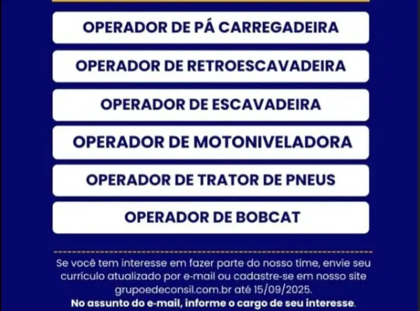 6 Vagas de emprego para Operadores De Diversos Maquinários na empresa Edeconsil em 09/09