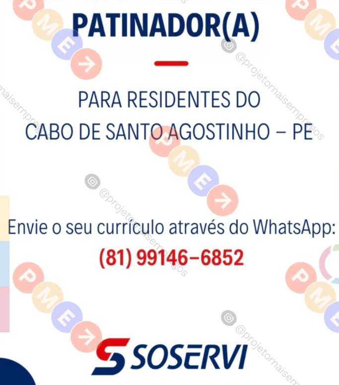 1 Vaga de emprego para Patinador na empresa Soservi em 18/09