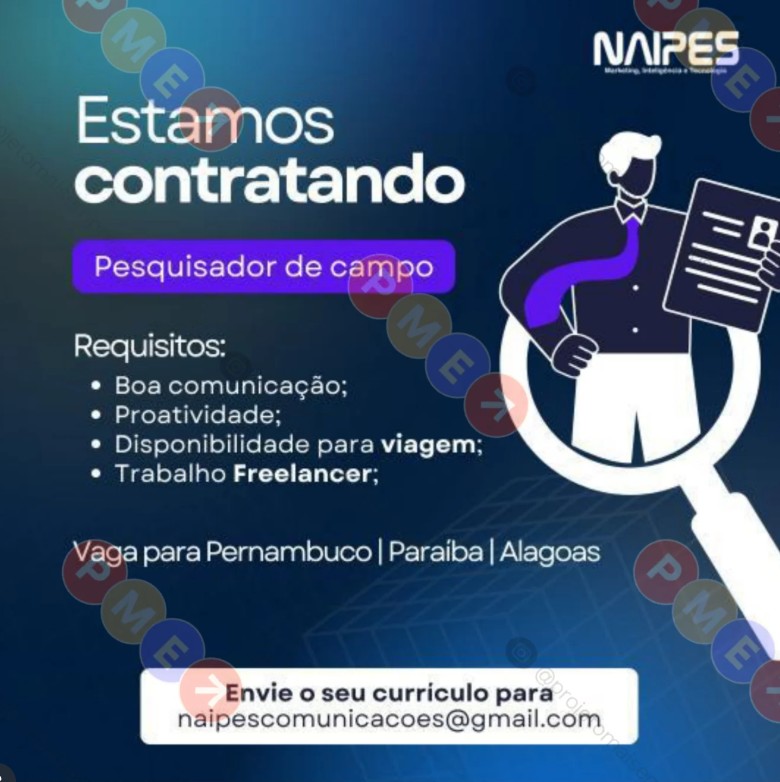 1 Vaga de emprego para Pesquisador De Campo sem experiência na empresa Naipes em 27/09