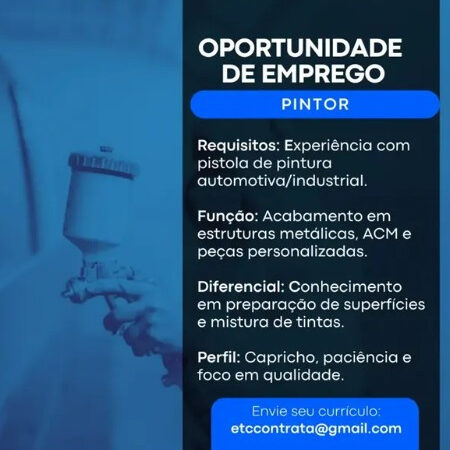 1 Vaga de emprego para Pintor no Segmento industrial em 10/09
