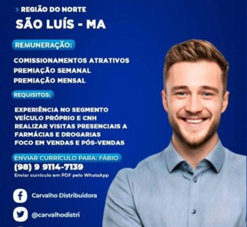 1 Vaga de emprego para Representante Comercial Autônomo na empresa Carvalho Distribuidora em 12/09