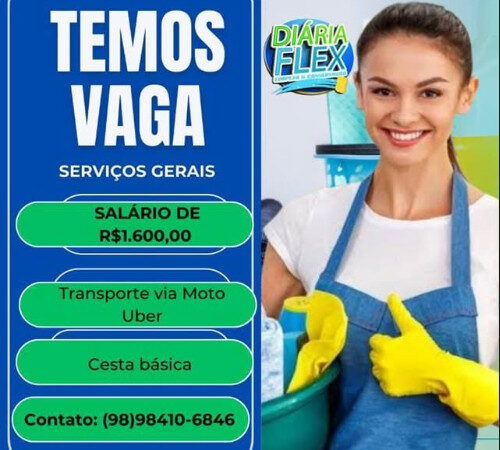 1 Vaga de emprego para Auxiliar De Serviços Gerais na empresa Diária Flex em 12/09