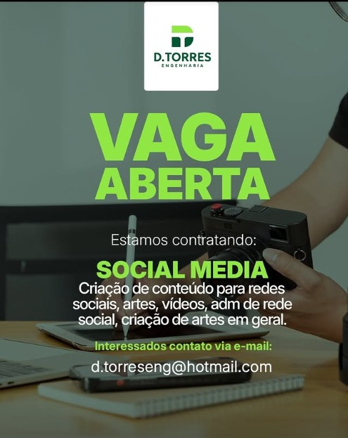 1 Vaga de emprego para Social Media na empresa D Torres em 12/09
