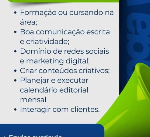 1 Vaga de emprego para Social Media sem experiência no Segmento de redes sociais em 11/09