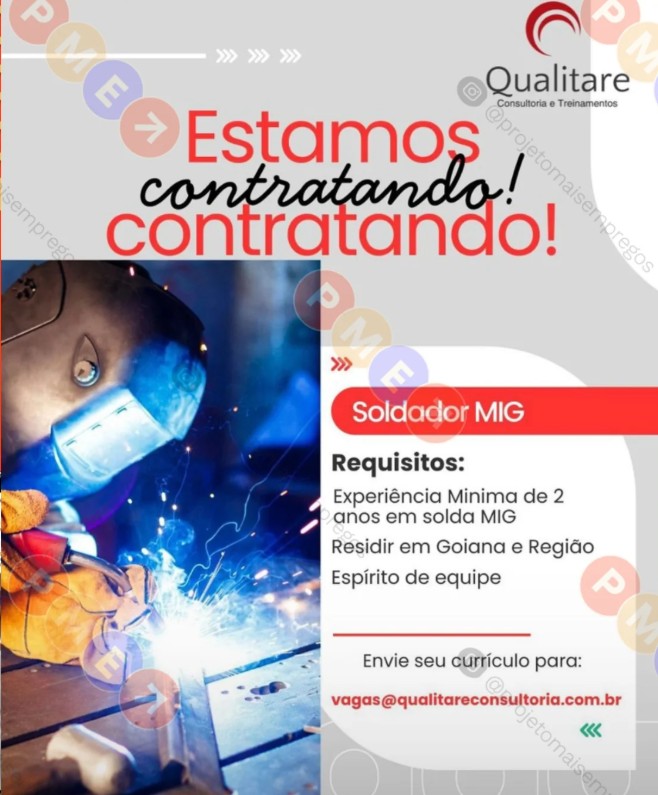 1 Vaga de emprego para Soldador Mig na empresa Qualitare Consultoria em 24/09