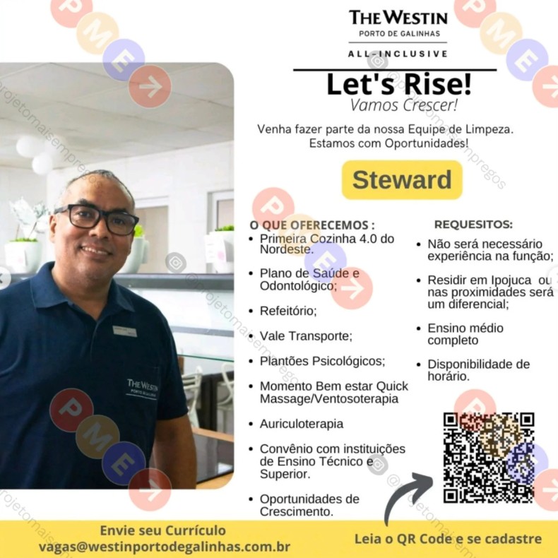 1 Vaga de emprego para Steward sem experiência na empresa Hotel The Westin em 25/09