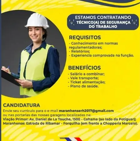 1 Vaga de emprego para Técnico De Segurança Do Trabalho na empresa Grupo Primor TCM em 10/09