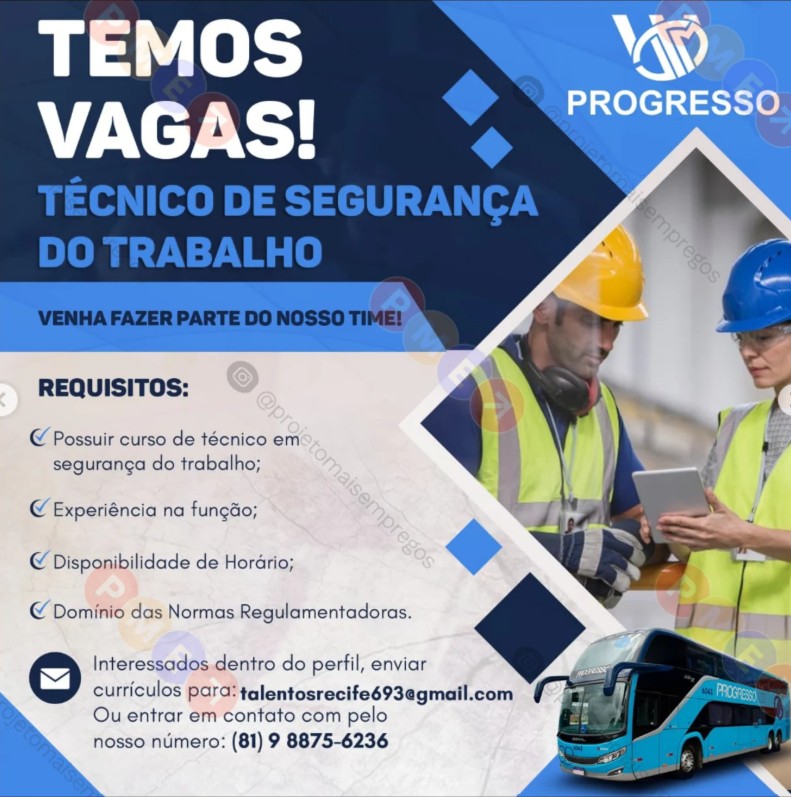 1 Vaga de emprego para Técnico De Segurança Do Trabalho na empresa Progresso em 19/09