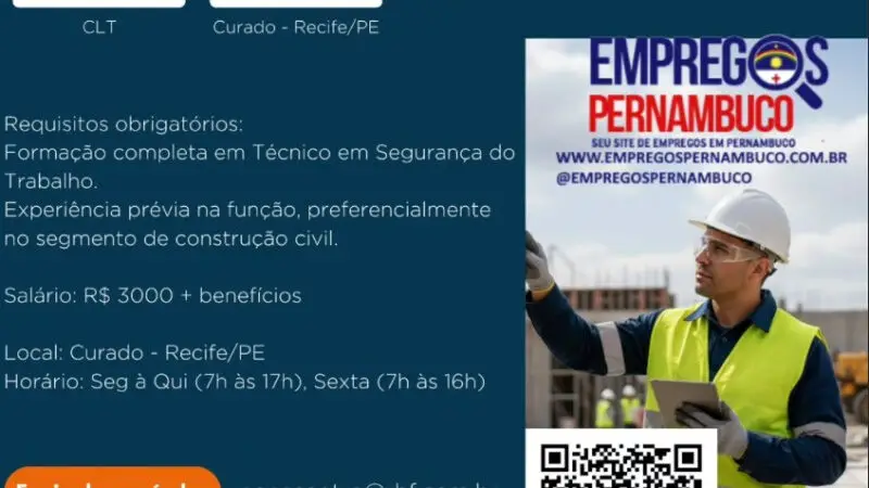 1 Vaga de emprego para Técnico De Segurança Do Trabalho na empresa RHF Talentos em 08/09