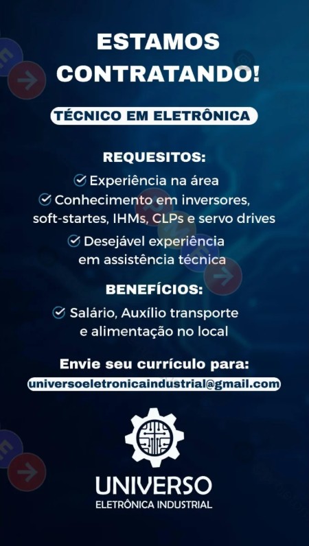 1 Vaga de emprego para Técnico De Eletrônica na empresa Universo Eletrônica Industrial em 19/09