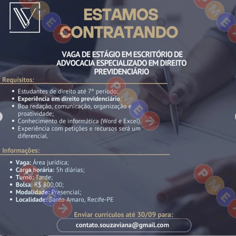 1 Vaga de emprego para Estágio no Segmento de Direito em 25/09