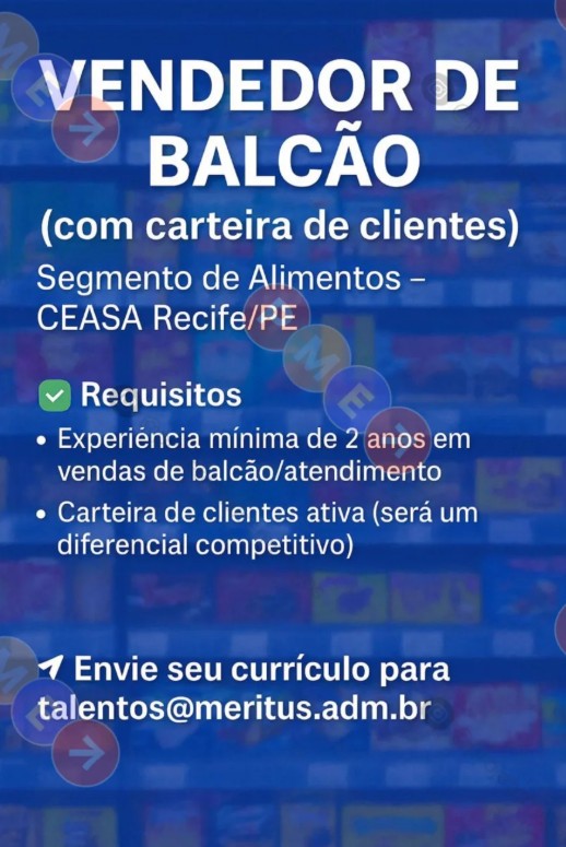 1 Vaga de emprego para Vendedor De Balcão no Segmento alimentício em 24/09