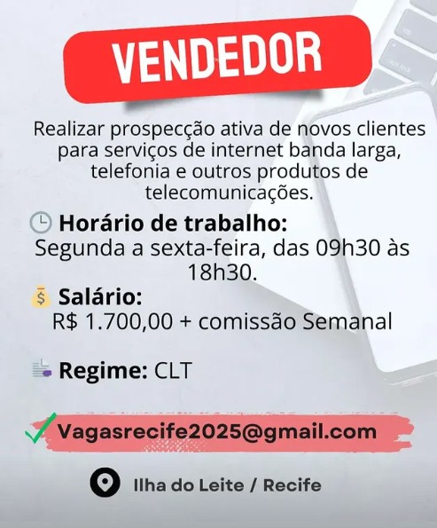 1 Vaga de emprego para Vendedor no Segmento de Internet em 27/09