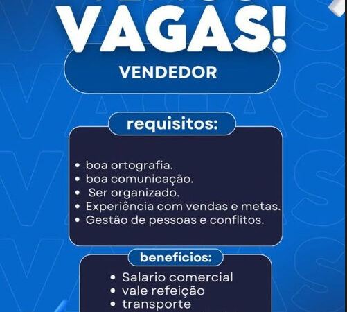 1 Vaga de emprego para Vendedor no Segmento comercial em 12/09