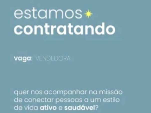 1 Vaga de emprego para Vendedora na empresa Track e Field em 12/09