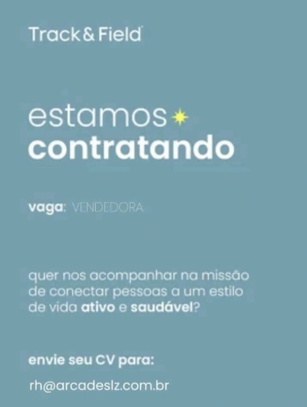 1 Vaga de emprego para Vendedora na empresa Track e Field em 12/09