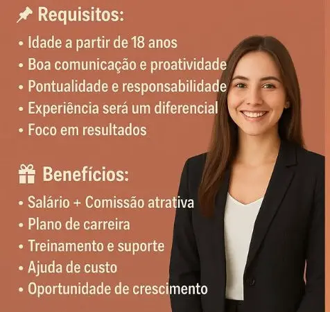 1 Vaga de emprego para Vendedora Interna sem experiência no Segmento comercial em 08/09