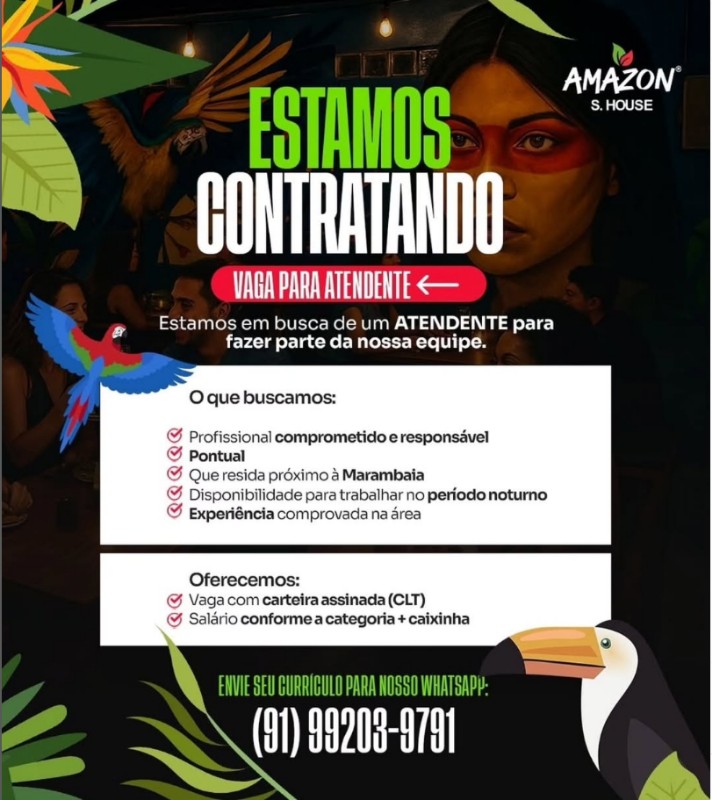 1 Vaga de emprego para Atendente na empresa Amazon S House em 01/10