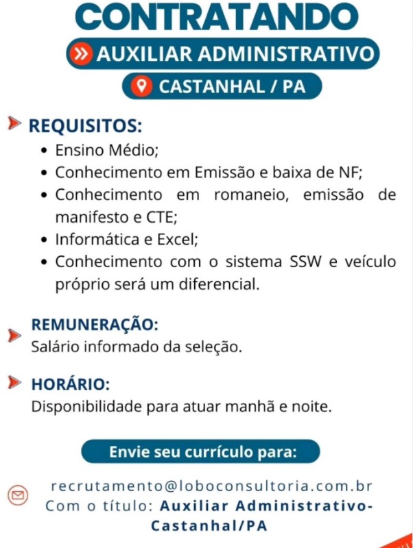 1 Vaga de emprego para Auxiliar Administrativo na Cidade em 01/10