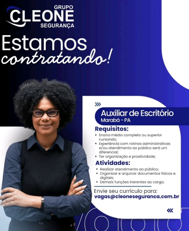 1 Vaga de emprego para Auxiliar De Escrtório na empresa CLEONE em 01/10