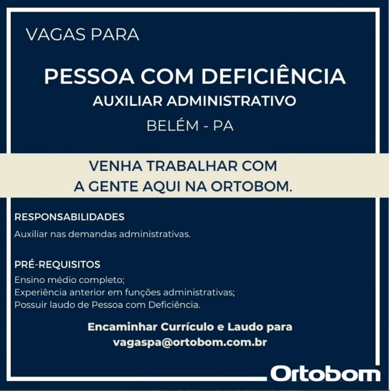 1 Vaga de emprego para Auxiliar Administrativo na empresa Ortobom em 01/10